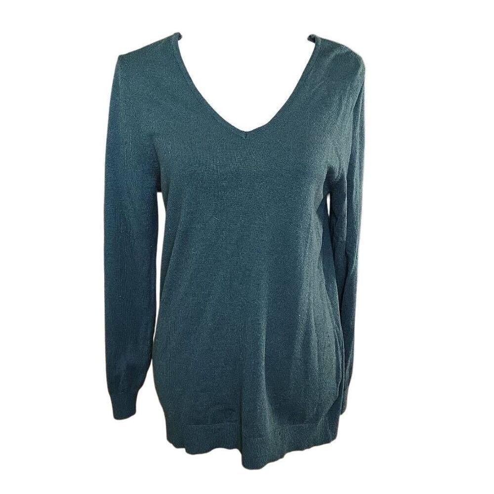 Love Ellie Womens Size Large Hunter Green Cross Back Knit Long Sleeve Top
